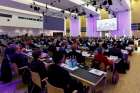 People attend the fifth synodal assembly in Frankfurt March 9, 2023. The final assembly will conclude March 11 after discussing issues including blessings for homosexual couples, ordination of women, a relaxation of mandatory celibacy and more church involvement for lay people.