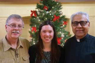 Deacon Guy Dacquay, Rachel Dillman and Fr. Vincent Pereira collaborated to produce a Christmas CD that features Dillman as a soloist, and the world premiere of Pereira’s composition of “Ave Maria” in Latin.