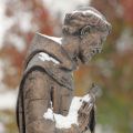 a snow-covered statue of St. Francis of Assisi. St. Francis found himself recoiling in revulsion at the sight of a leper. Realizing that fear had taken control of him, he rushed forward to embrace and kiss the man. He found that he was never afraid again.  