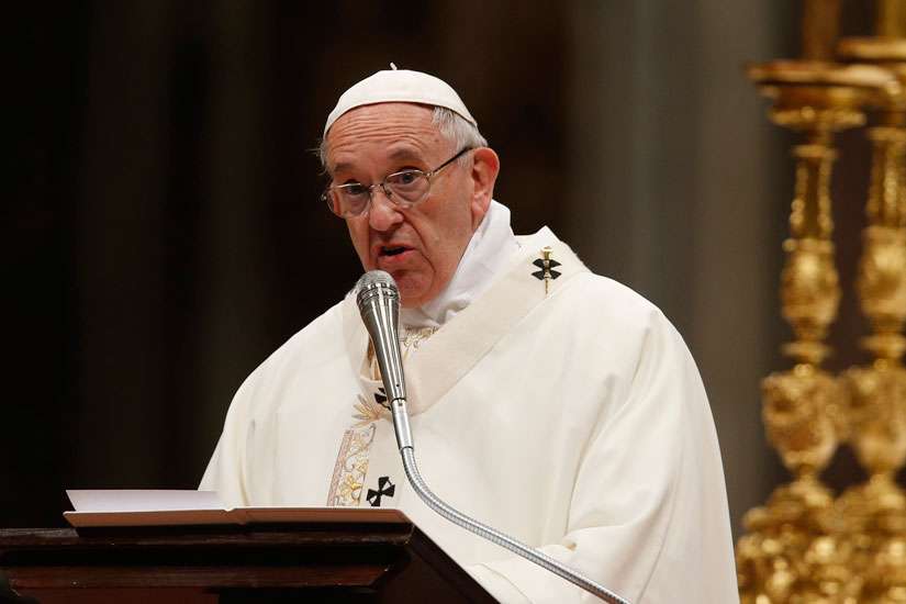 Pope Francis gives the homily as he celebrates Mass marking the feast of the Presentation of the Lord in St. Peter&#039;s Basilica at the Vatican Feb. 2.