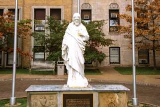 The statue of Jesus outside St. Joseph’s Health Centre is remaining right where it is, despite rumours to the contrary. 