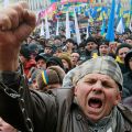 A man shouts slogans during a Dec. 8 rally organized by supporters of the European Union integration at Independence Square in central Kiev, Ukraine. The protests began in late November when Ukrainian President Viktor Yanukovich announced the end of a pr ocess to bring Ukraine closer economically and legally to the EU.