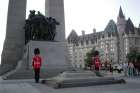 Sentries from the Ceremonial Guard at the National War Memorial. The Canadian Tomb of the Unknown Soldier is visible in the foreground.