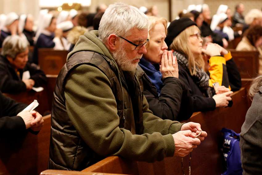 People pray during a Holy Hour Jan. 22, 2019, at St. Patrick&#039;s Cathedral in New York City. The service and Mass that followed it comprised a Prayer Vigil for Life marking the Day of Prayer for the Legal Protection of Unborn Children. Jan. 22 is the anniversary of the U.S. Supreme Court&#039;s Roe v. Wade decision in 1973 that legalized abortion across the nation. 