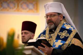 Major Archbishop Sviatoslav Shevchuk of Kyiv-Halych, head of the Ukrainian Catholic Church, is pictured in a March 25, 2022, photo. Archbishop Shevchuk has warned against moves by President Volodymyr Zelenskyy&#039;s government to outlaw Orthodox communities linked to Moscow and urged his countrymen to &quot;give Russians a chance to repent.&quot;