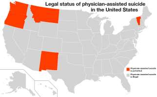 In the United States, physician-assisted suicide is protected by legislation or case ruling. These states include Oregon, Washington, Vermont, New Mexico and Montana.