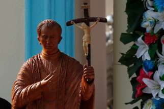 A statue of St. Joseph Vaz at the Sanctuary of Our Lady of the Rosary in Madhu, Sri Lanka.