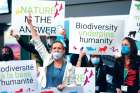 Members of World Wide Fund for Nature protest in Montreal Dec. 7 during COP15, the two-week UN Biodiversity Conference.