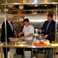 MP John Carmichael, Ruth daCosta, executive director of Covenant House, Bo, a student of the program and David Garcelon, Fairmont Royal York executive chef, take part in a &#039;baking session&#039; at Covenant House&#039;s newly renovated and fully-equipped kitchen. 