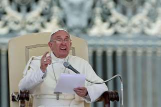Pope Francis speaks during his weekly audience in St. Peter&#039;s Square at the Vatican June 3