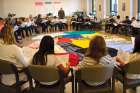 Students take part in a Blanket Exercise at Toronto’s Mary Ward Centre.