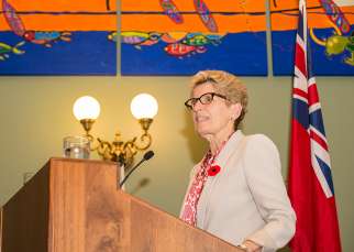 Ontario Premier Kathleen Wynne addresses faith leaders at the annual ISARC event at Queen&#039;s Park Nov. 2. 
