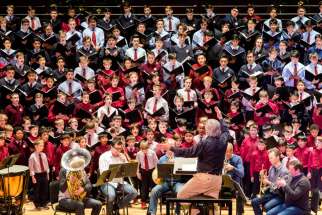 One of St. Michael’s Choir School&#039;s choirs at dress rehearsal Dec. 2 for the annual Christmas concert at Massey Hall.