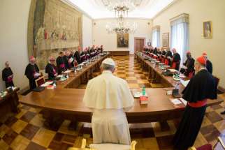 Pope Francis meets with heads of departments of the Roman Curia at the Vatican May 18. The Apostolic Penitentiary is one of the three tribunals of the Roman Curia.