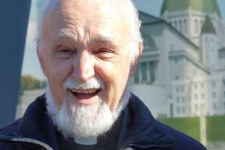 Father Claude Grou, rector of St. Joseph&#039;s Oratory in Montreal, seen June 4, 2018, was wounded March 22, 2019, after being stabbed during a televised Mass in the crypt of the oratory.