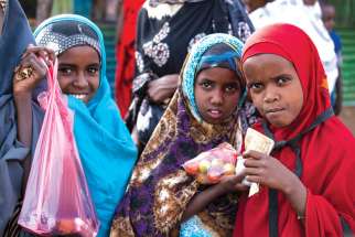 Young girls in a refugee camp in the Ethiopian border town of Dollo Ado. They are some of the nine million refugees in east Africa who have been forgotten by much of the world.