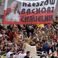 Pope Benedict XVI arrives to celebrate the beatification Mass of Pope John Paul II in St. Peter&#039;s Square at the Vatican May 1.