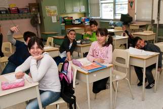 Students in an ESL class at St. Andrew&#039;s Catholic Elementary School in Toronto. 