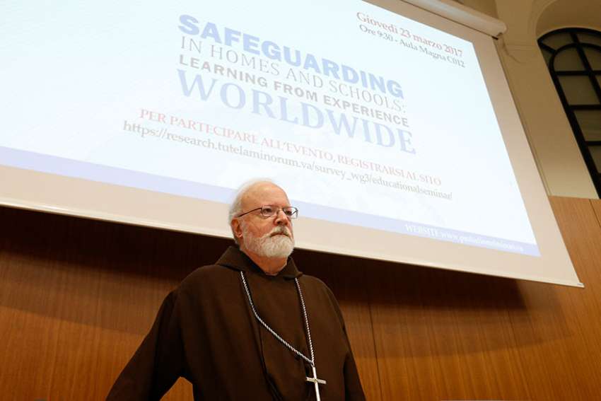 U.S. Cardinal Sean P. O&#039;Malley, president of the Pontifical Commission for the Protection of Minors, is pictured during a seminar on safeguarding children at the Pontifical Gregorian University in Rome March 23.