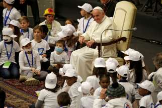 Pope Francis leads a special audience in Paul VI hall at the Vatican Dec. 15 for patients and workers of Rome&#039;s Bambino Gesu children&#039;s hospital.