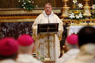 Archbishop Anthony Fisher of Sydney gives the homily as Australian bishops concelebrate Mass at the Basilica of St. Mary Major in Rome June 25, 2019. The Australian government is preparing to introduce the country&#039;s first religious freedom laws, but senior Catholic clerics are concerned they may not go far enough.