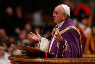 Pope Francis preaches during a Lenten penance service in St. Peter&#039;s Basilica at the Vatican March 13. During a March 13 penance service, the pope announced an extraordinary jubilee, a Holy Year of Mercy, to be celebrated from Dec. 8, 2015, until Nov. 20 , 2016. 