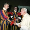 Pope John Paul II meets Swiss Guard Andreas Widmer in this undated photo taken during the guard&#039;s service at the Vatican, 1986-88. Widmer&#039;s book, &quot;The Pope and the CEO,&quot; explores the leadership lessons he learned from the pope. 