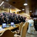 Pope Francis gestures as he arrives for a meeting with superiors of men&#039;s religious orders at the Vatican Nov. 29. During the meeting, the pope ordered the revision of norms on the relations between religious orders and local bishops.