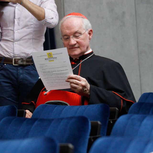 Canadian Cardinal Marc Ouellet, prefect of the Congregation for Bishops, reads a press bulletin during a new conference regarding the canonization efforts for Blessed John Paul II and Blessed John XXIII July 5 at the Vatican. Pope Francis signed a decre e recognizing the miracle needed for the canonization of Blessed John Paul II and has asked the world&#039;s cardinals to vote on the canonization of Blessed John XXIII, even in the absence of a miracle.