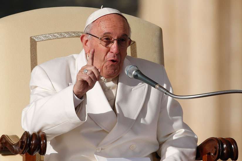 Pope Francis speaks during his general audience in St. Peter&#039;s Square at the Vatican Dec. 16.