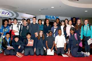 Students from St. Jane Francis Catholic School on the red carpet at the Toronto Catholic Film Festival. The students took first place in the festival for their film One Faith, One Family, One School.