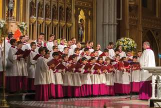 The Sistine Chapel Choir performing scared music at their sold-out Toronto concert at St. Michael&#039;s Cathedral on Sept. 26. 