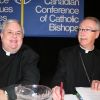 CCCB general secretary Msgr. Patrick Powers and CCCB president Archbishop Richard Smith at the bishops’ plenary in Ste. Adele, Que. 