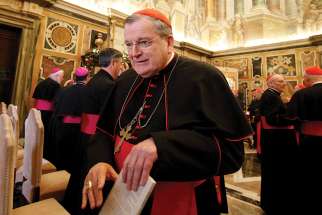 Cardinal Raymond Burke was the keynote speaker at a conference for young people organized by Voice of the Family, a coalition of pro-life and pro-family groups. Cardinal Burke is pictured leaving a papal audience at the Vatican in this Dec. 22, 2016, file photo. 