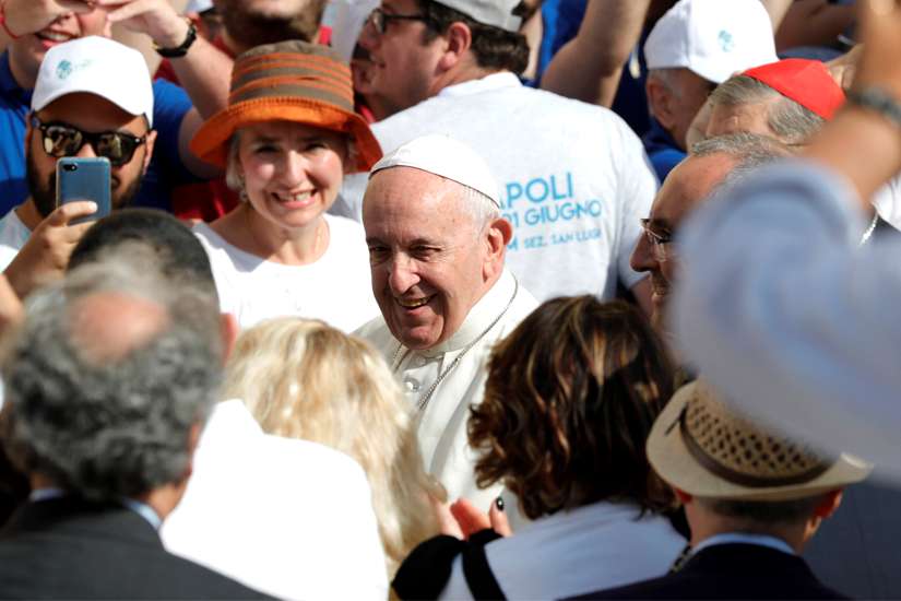 Pope Francis arrives for a conference on theology and the Mediterranean in Naples, Italy, June 21, 2019.