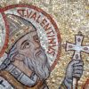 St. Valentine is seen in a mosaic in the Church of the Dormition in Jerusalem. 