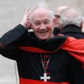 Canadian Cardinal Marc Ouellet, prefect of the Congregation for Bishops, smiles as he arrives for a general congregation meeting in the synod hall at the Vatican March 6. The world&#039;s cardinals are meeting for several days in advance of the conclave to elect the new pope.