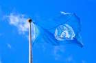 The U.N. flag is seen during the 74th session of the United Nations General Assembly at the world body&#039;s headquarters in New York City Sept. 24, 2019.