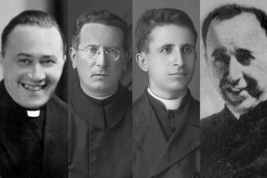 From left to right: Father Lazer Shantoja, Father Giovanni Fausti, Father Anton Zogaj, Father Shtjefen Kurti. These four are among 38 communist-era Albanians to be beatified as martyrs on Nov. 5.