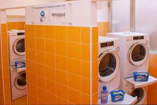 The new Pope Francis Laundry for homeless opened in Trastevere, Italy April 10.