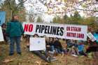 Rally against Kinder Morgan oil pipeline on Burnaby Mountain, 2014. 