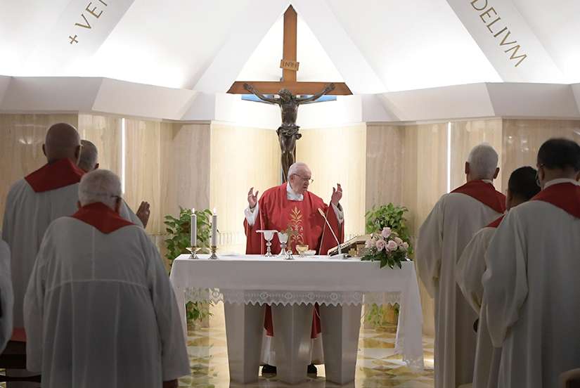  Pope Francis celebrates the Eucharist during morning Mass in the chapel of the Domus Sanctae Marthae at the Vatican Nov. 12. 