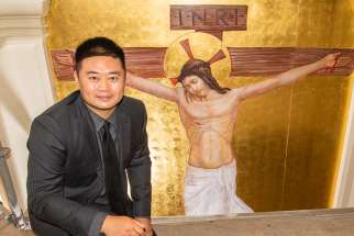 Catholic artist Ken Woo has been working on sacred art for the Church of the Holy Family for two years.