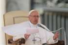 Pope Francis speaks during his general audience in St. Peter&#039;s Square at the Vatican March 15.