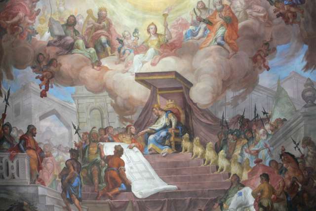 Solomon at his throne, painting by Andreas Brugger, 1777