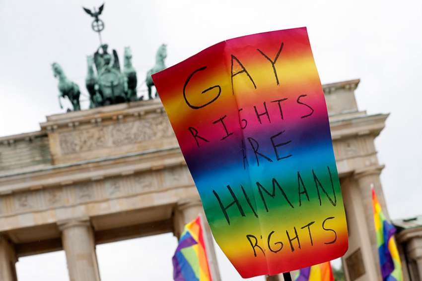 A sign supporting same-sex marriage is seen in Berlin June 30. German lawmakers voted to legalize same-sex marriage the same day.