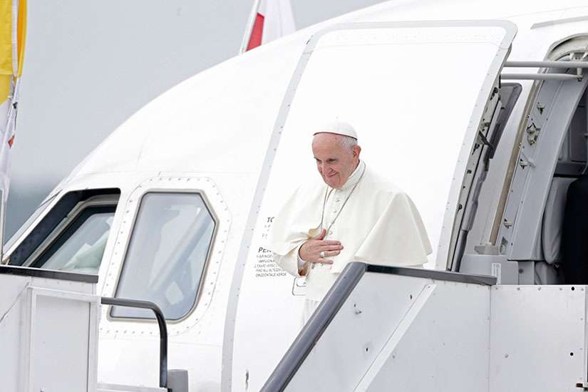 Pope Francis arrives at Balice airport near Krakow, Poland, on July 27, 2016.