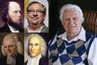 Clockwise from top left: Jonathan Edwards (1703-1758), preacher and theologian, Rick Warren, leader of the Saddleback Church, Billy Graham, towering figure among 20th-century evangelicals, George Whitfield (1714-1770), who was called the father of modern revivalism.