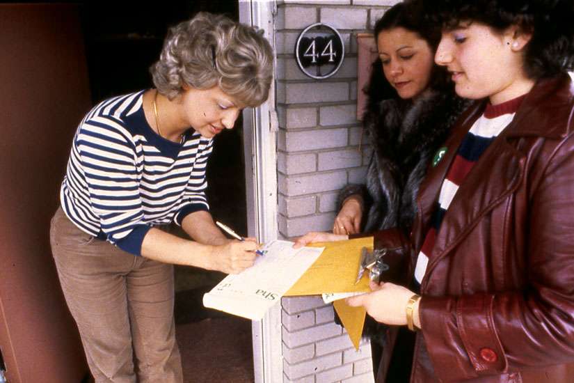 In the early 1980s, canvassers go door-to-door to raise funds for ShareLife. The charitable fundraising arm of the Toronto archdiocese wants more lay participation for next year’s campaign.