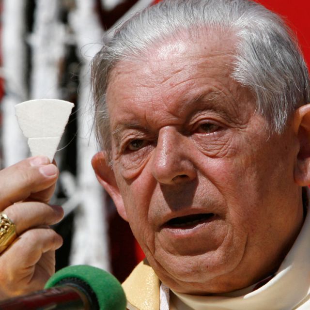 Retired Cardinal Jozef Glemp of Warsaw, who served as primate of the Catholic Church in Poland during the final years of communism and during the restoration of democracy, died Jan. 23 in Warsaw at age 83. He is pictured celebrating Mass in 2009 at the K atyn Memorial Monument at St. Adalbert&#039;s Cemetery in Niles, Ill.